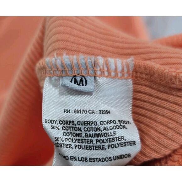 Anthropologie Top Womens Medium Tank Orange Ribbed Henley Scoop Peach Tla - Picture 8 of 9